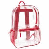 17" Clear Backpack, Red Trim, 24 Per Carton