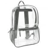 17" Clear Backpack, Grey Trim, 24 Per Carton